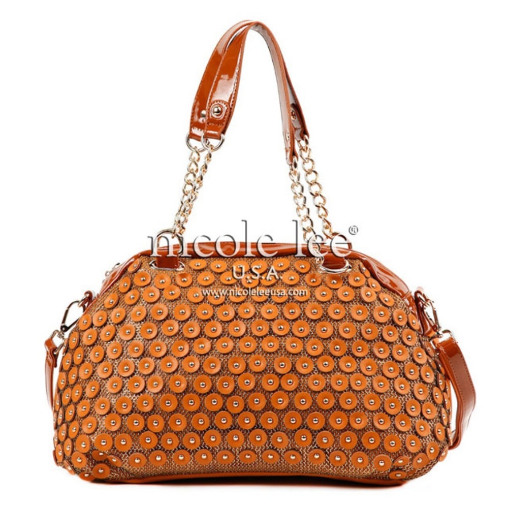 Nicole Lee Sheila Tote Bag Studded Orange Handbag